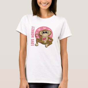 Liebe-Affe - niedlicher Affe mit rosa Herz-T - T-Shirt