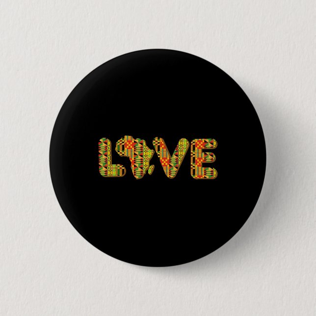 Liebe Afrika Karte Kente Stoff Afrikanischer Ameri Button (Vorderseite)