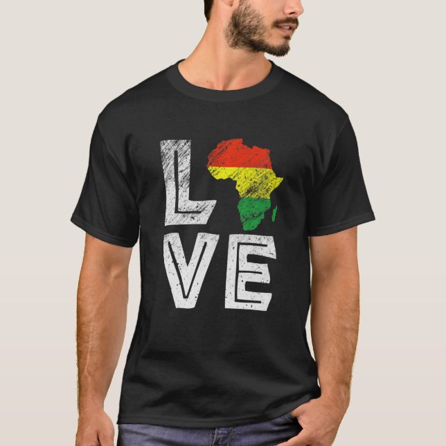 LIEBE Afrika Karte Schwarze Geschichte Monat Männe T-Shirt (Vorderseite)