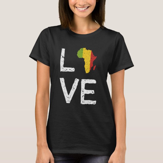 Liebe Afrika Schwarzer Geschichtsmonat Afroamerika T-Shirt (Vorderseite)