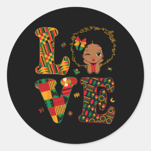 Liebe Afrikanische Kente Kleinkind Mädchen Schwarz Runder Aufkleber