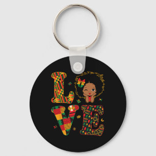 Liebe Afrikanische Kente Kleinkind Mädchen Schwarz Schlüsselanhänger