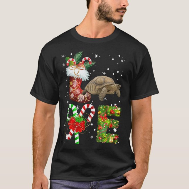 Liebe Afrikanische Sulcata Tortoise Weihnachten Li T-Shirt (Vorderseite)