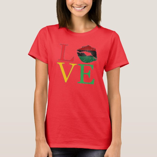 LIEBE Afrozentrische Lippen T - Shirt (Vorderseite)