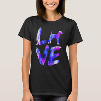Liebe Airedale Terrier Watercolor Blue Dog Mama Va T-Shirt