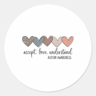Liebe akzeptieren Verständnis von Autismus Runder Aufkleber