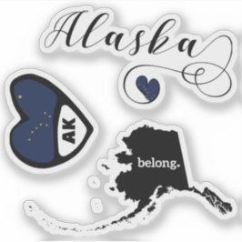 Liebe Alaska, 3 verschiedene Designs, Die schneide Aufkleber
