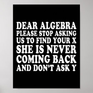 Liebe Algebra Lustiger Sarkastischer Schul-Spruch  Poster
