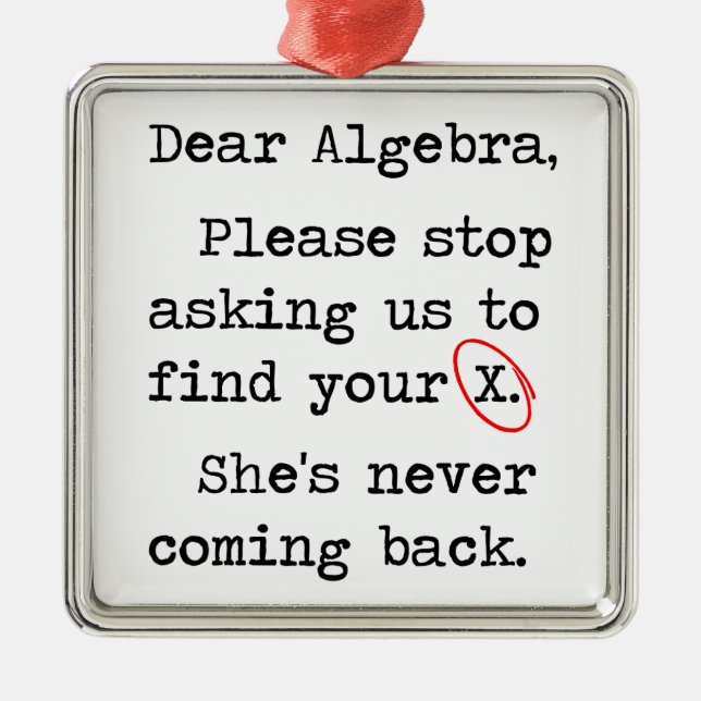 Liebe Algebra stoppt bitte, uns zu fragen, um Ihr Silbernes Ornament (Vorne)