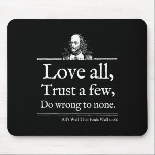 Liebe Alle Shakespeare Zitat-Shirt Theater Literat Mousepad