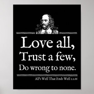 Liebe alle Shakespeare-Zitat-Shirt Theater Literat Poster