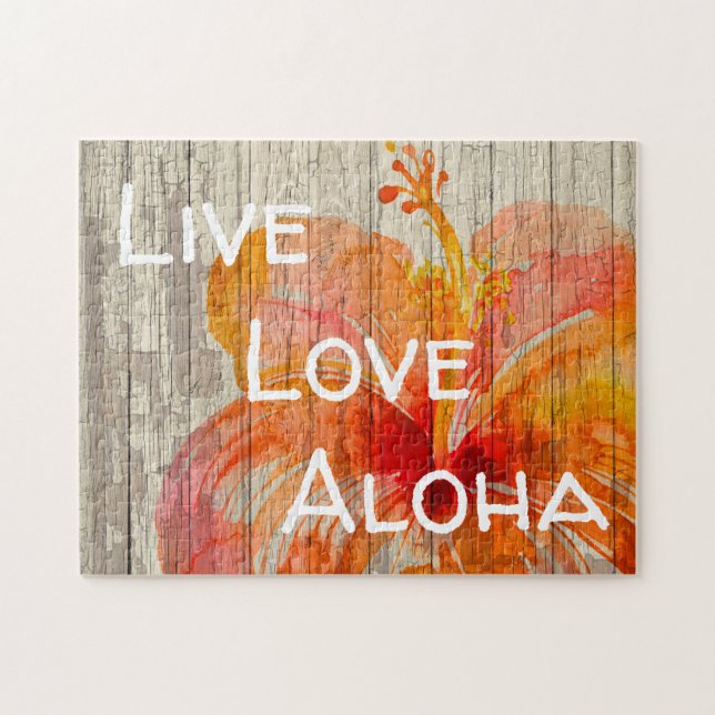 Liebe Aloha Hibiskus Beach Sign Puzzle (Horizontal)