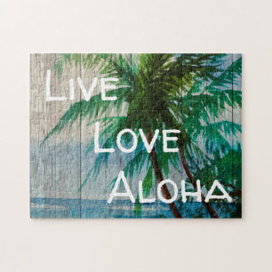 Liebe Aloha Palm Tree Beach Sign Puzzle