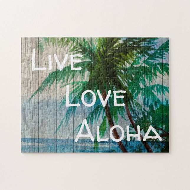 Liebe Aloha Palm Tree Beach Sign Puzzle (Horizontal)