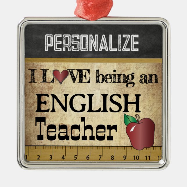 Liebe als Englischlehrerin | VINTAG Silbernes Ornament (Vorne)