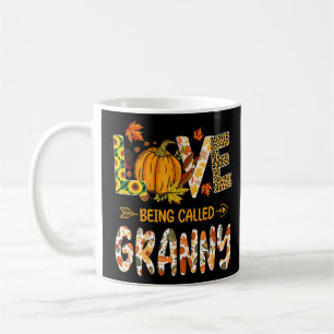 Liebe als Granny Pumpkin Herbstlaub Danke Kaffeetasse