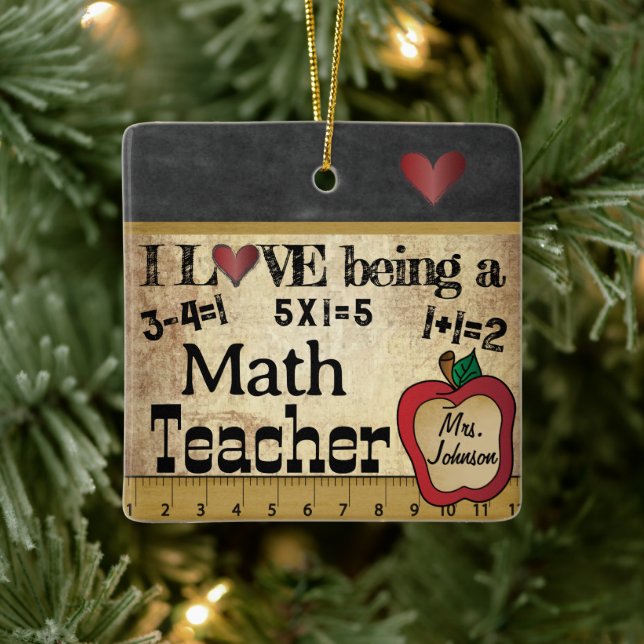 Liebe als Mathematiklehrer (bearbeitbar) Keramikornament (Baum)