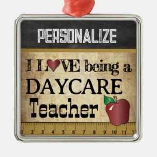 Liebe als Tageslehrer VINTAG Silbernes Ornament