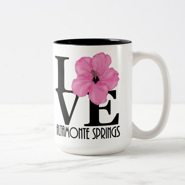 LIEBE Altamonte Springs Florida Pink Hibiskus 15oz Zweifarbige Tasse (Rechts)
