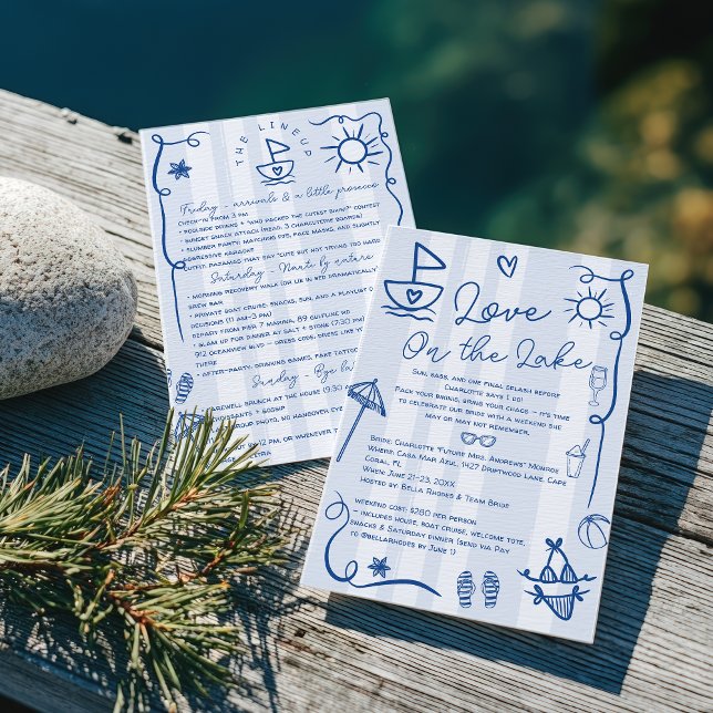 Liebe am Blue Bachelorette Wochenende Einladung (Love on the Lake Blue Bachelorette Weekend Invitation)
