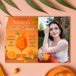 Liebe am ersten Spritz Brautparty mit Foto Einladung