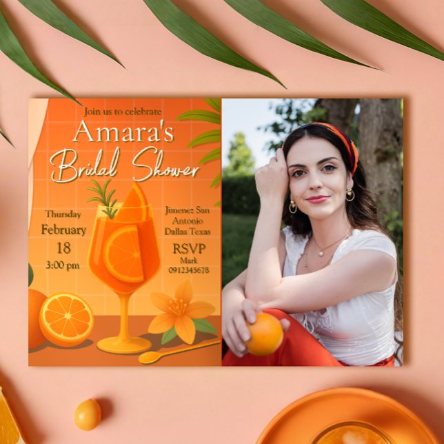 Liebe am ersten Spritz Brautparty mit Foto Einladung (Love at first Spritz Bridal Shower with Photo Picture Landscape Invitation)