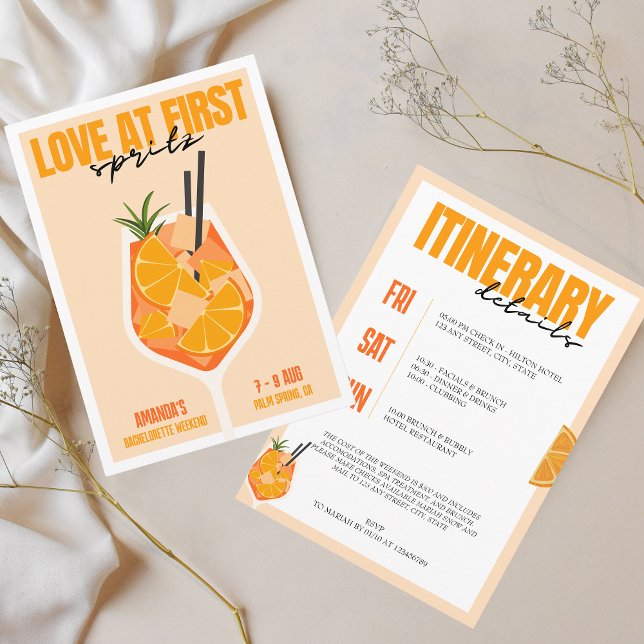 Liebe am ersten Spritz Modern Bachelorette Weekend Einladung (Love at first spritz bachelorette weekend invitation)