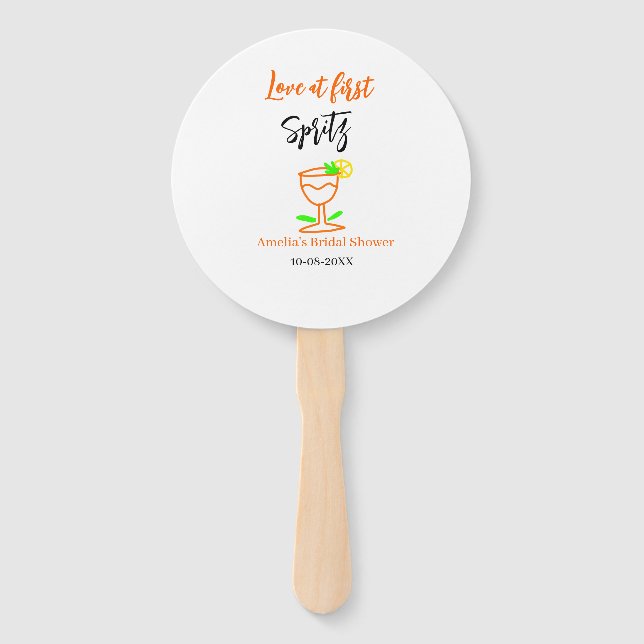 Liebe am ersten Spritz Orange Black Brautparty GL Fächer (Vorderseite)