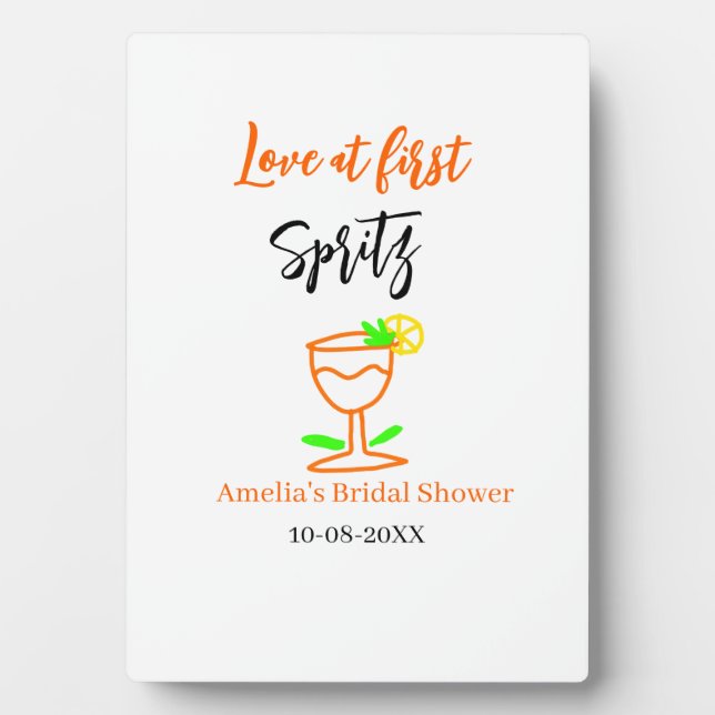 Liebe am ersten Spritz Orange Black Brautparty GL Fotoplatte (Vorderseite)