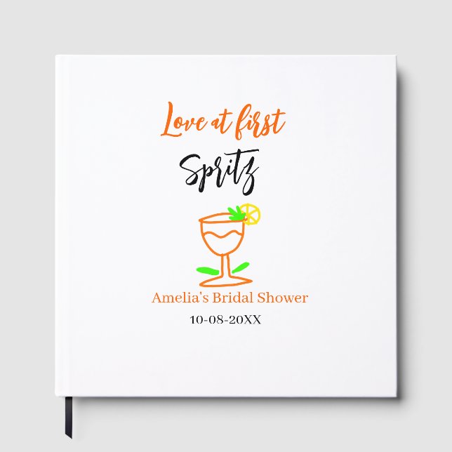 Liebe am ersten Spritz Orange Black Brautparty GL Gästebuch (Vorderseite)