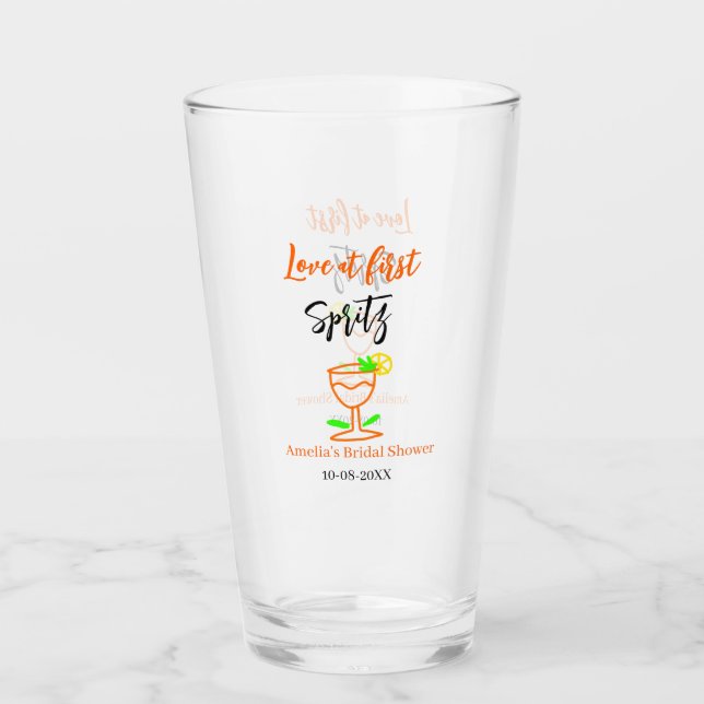Liebe am ersten Spritz Orange Black Brautparty GL Glas (Vorderseite)