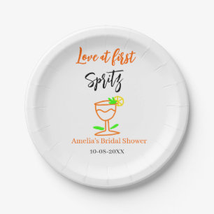 Liebe am ersten Spritz Orange Black Brautparty GL Pappteller