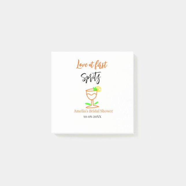 Liebe am ersten Spritz Orange Black Brautparty GL Post-it Klebezettel (Vorderseite)