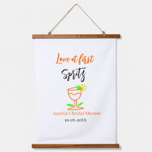 Liebe am ersten Spritz Orange Black Brautparty GL Wandteppich Mit Holzrahmen