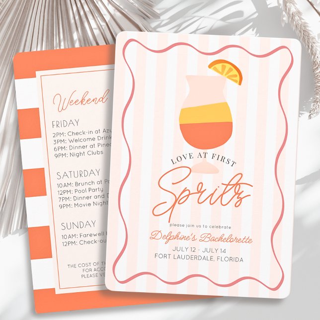 Liebe am ersten Spritz Stripe Bachelorette Weekend Einladung (Von Creator hochgeladen)