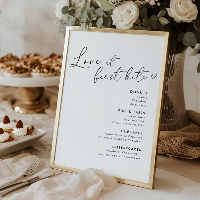 Liebe am First Bite Wedding Desserts Menu Sign Poster (Von Creator hochgeladen)