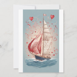 Liebe am Horizont: Valentinstag Sailboat Gree Feiertagskarte
