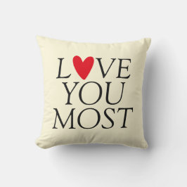 "Liebe am meisten" Personalisiertes rotes Herz Kissen