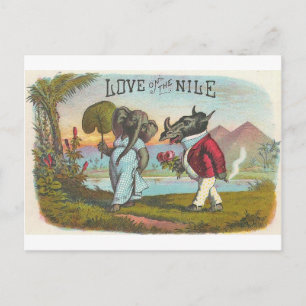 Liebe am Nil Vintage-Zigarrenetikett-Kunst Postkarte