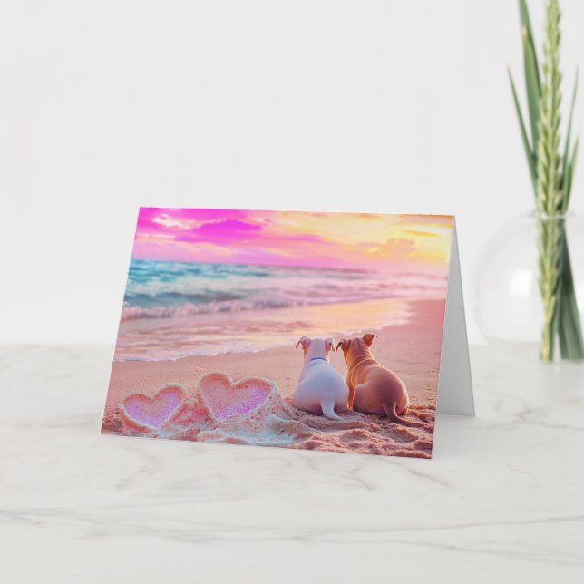 Liebe am Strand, Herz-Karte Dankeskarte (Vorderseite)