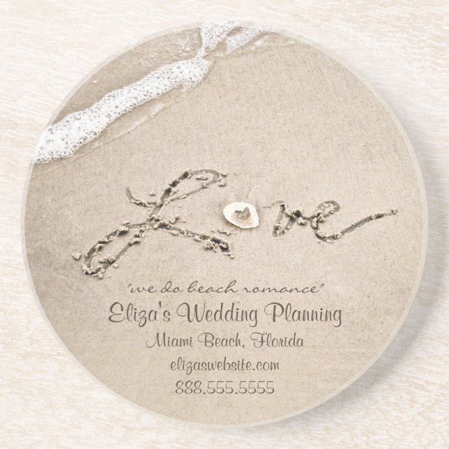 Liebe am Strand Hochzeit Business Untersetzer (Vorne)