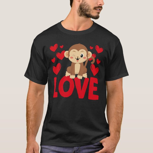 Liebe am Valentinstag Affen T-Shirt (Vorderseite)