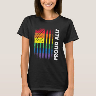 Liebe America Flag Regenbogen Proud Ally Lgbtq Lgb T-Shirt