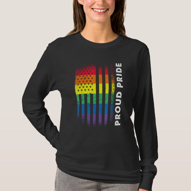 Liebe America Flag Regenbogen Proud Gay Lgbtq Lgbt T-Shirt (Vorderseite)