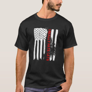 Liebe America I Echt Hass Katzen Funny USA Flag Gi T-Shirt