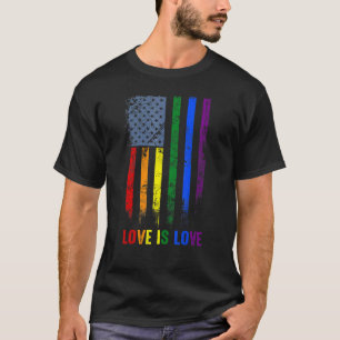 Liebe American Flag Regenbogen Gay Lgbtq Lgbt Prid T-Shirt