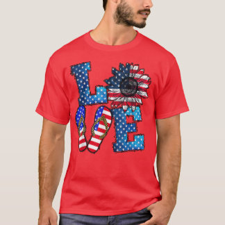 LIEBE American Flag Sonnenblume 4. Juli  T-Shirt