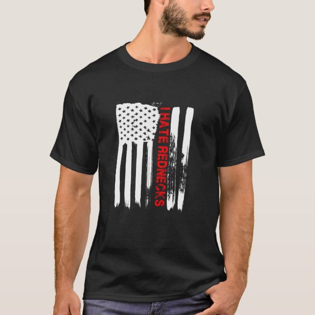Liebe Amerika ich hasse Redneck Funny USA Flag Ges T-Shirt (Vorderseite)