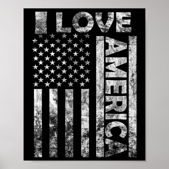 Liebe Amerika Shirt USA Flagge 4 Juli Unabhängigke Poster (Vorne)