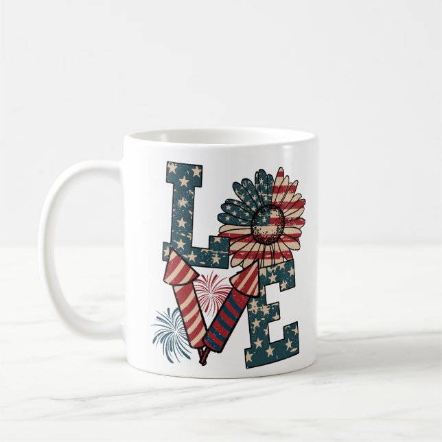 LIEBE Amerika - Unabhängigkeitstag Kaffeetasse (Links)
